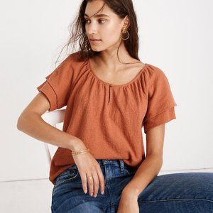 Madewell NWT Tiered Sleeve Crinkle Gauze Peasant Top sizes S, XS